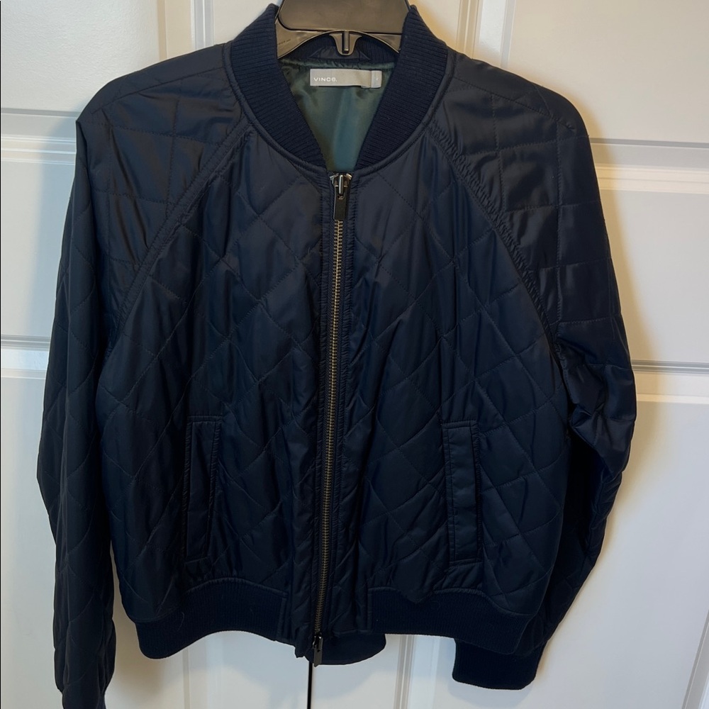 NWT Vince Midnight Blue Quilted Bomber Jacket
